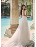 V Neck Beaded Ivory Tulle Luxurious Wedding Dress V Neck Beaded Ivory Tulle Luxurious Wedding Dress